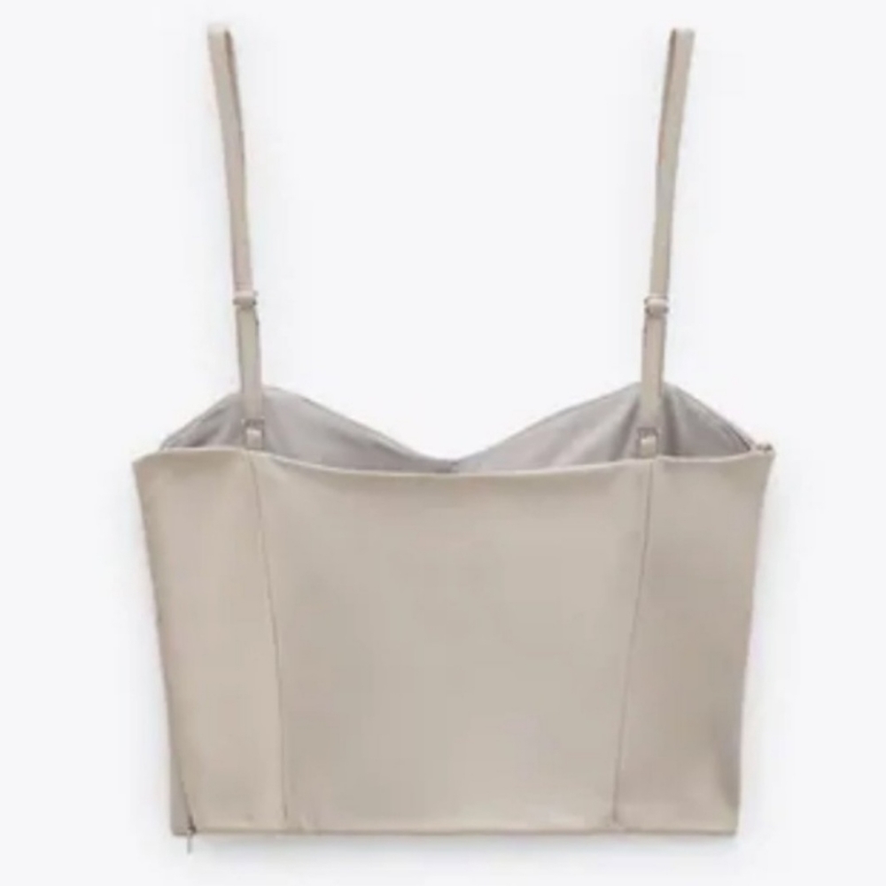 Zara Faux Leather Stone Crop - Picture 2 of 6